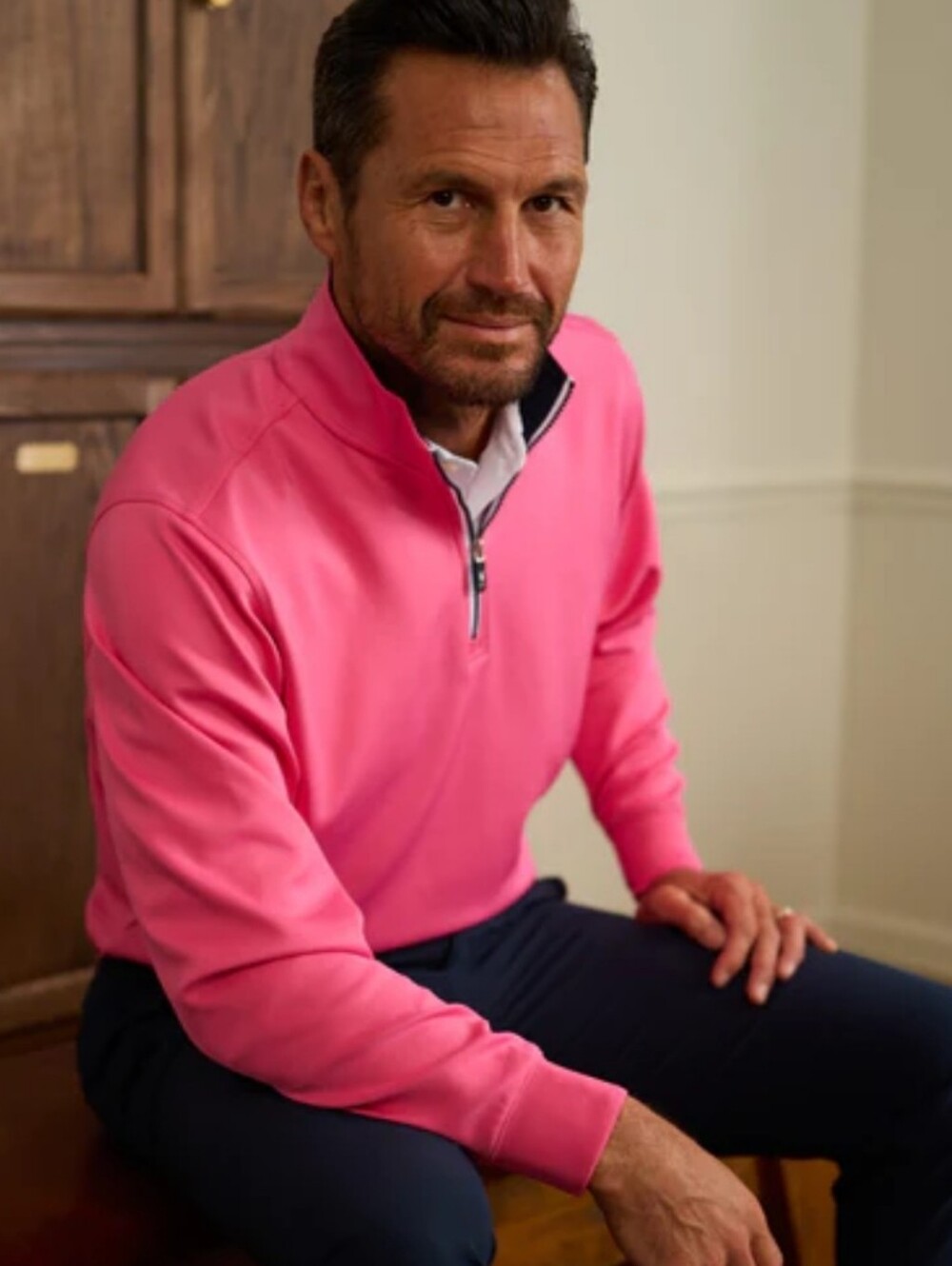 Fairway & Greene Caves Golf Quarter Zip Pullover Calypso Hot Pink